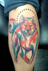 Kalv akvarell stil fantastisk ulv tatoveringsmønster