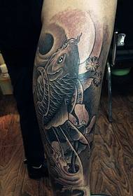 Bag kalv svart og hvit blekksprut tatoveringsmønster formue