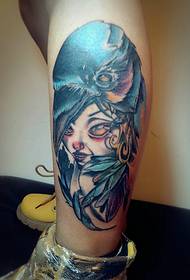 Áilleacht chartúin pictiúr tattoo portráid de lao