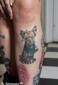 Schacht illustratie stijl grappige hond \\ u200b \\ u200band brief tattoo patroon