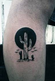 Calf Modeli i tatuazhit të kaktusit të zi dhe të bardhë në stilin perëndimor