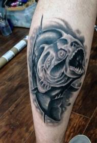 Kalv realistiska piranha tatuering mönster