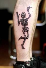 Calf funny black dancing skull skeleton tattoo pattern