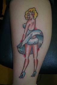 Modello di tatuaggio del fumetto ragazza sexy del vitello