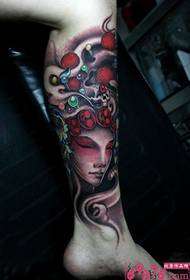 Chinese traditionele bloem denim tattoo foto