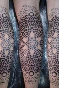 Teļa melnā dekoratīvā stila ziedu tetovējuma raksts
