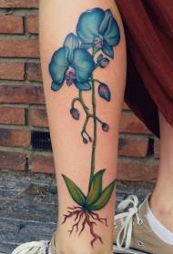 Calf beautiful colored floral tattoo pattern