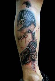 Shank azijski uzorak u boji krvavog uzorka tetovaže ratnika