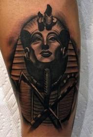 Treskjæringsstil kalv svart egyptisk farao statue tatoveringsmønster