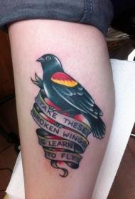 Tele černá holubice s dopis tetování vzorem
