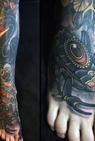 Gumbo katuni yakajeka dhadha uye dema swan tattoo tattoo