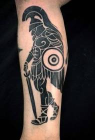 Patrón de tatuaje de estilo tribal de guerrero negro de ternera