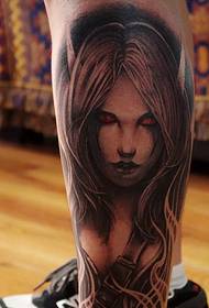 Pack calf long hair fluttering beauty portrait tattoo picture