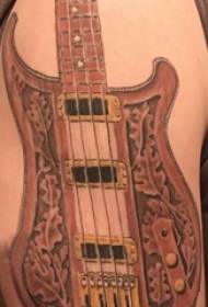 Pagpares sa dako nga bukton nga tattoo sa lalaki nga bukton sa kolor nga mga litrato sa tattoo sa gitara