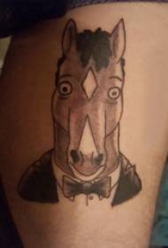 马的纹身图案  女生大腿上彩绘的马纹身图片