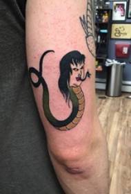 Ilustracija tetovaža velike ruke muška slika velika ruka na slici za tetoviranje zmija i karaktera