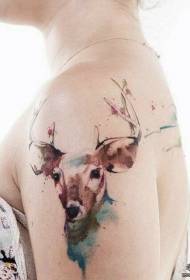 გოგონები დიდი მკლავი splashing მელნის პატარა ახალი Elk tattoo ნიმუში