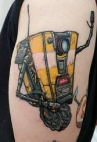 Robot tattoo, manlike earm, kleurde robot tattoo foto