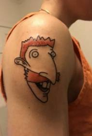 Tatovering tegneseriefigur, morsomt tegneseriefigur tatoveringsbilde på guttens arm