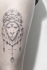 დიდი მკლავი ლომი ვანილის ყვავილის ხაზის ტატუირების tattoo ნიმუში