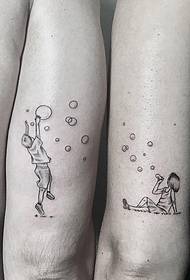 Big paže pár karikatúra malých čerstvých ľudí tetovanie vzor