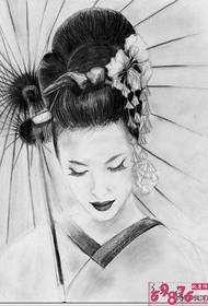 Aworan afọwọkọ afọwọkọ tatuu tatuu tatu ti ẹwa geisha