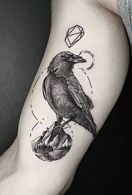 Torn landskap linje geometriska svart grå tatuering mönster