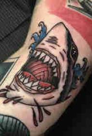 Ọna tatuu Shark ti ọmọkunrin nla jẹ lori aworan tatuu awọ ojiji