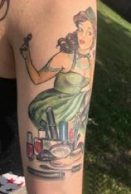 Il.lustració de tatuatge de braç gran braç gran a la imatge de tatuatge de retrat de colors