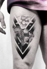 Modello di disegno del tatuaggio bellissimo punto geometrico grigio nero 9