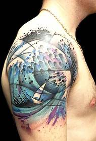 Mannen Big Arm Creative Color Totem Tattoo foto