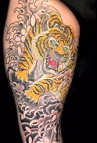 Пар великих руку тетоважа дјечака велика рука на обојеним сликама тигрових тетоважа