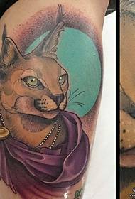 Didelės rankos Europos ir Amerikos laukinių kačių tatuiruotės modelis