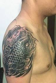 Big black and white squid tattoo picture handsome and charming