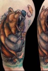 Baile animali tatuatu maschile studiente grande bracciu pisci è orsi tatuaggi di stampa