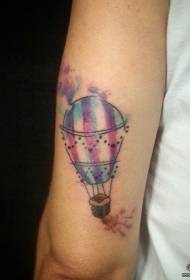 Голема рака поздравниот мастило шарена шарена шема на тетоважи со балон со топол воздух