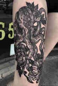 Tatuagem de polvo preto imagens de tatuagem de polvo preto na coxa de menina