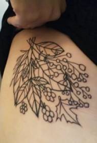 紋身樹枝女孩大腿在樹枝上的紋身圖片
