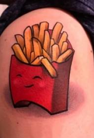 Yara manya hannu a kan fentin gradient geometric Lines abinci fries tattoo hotuna