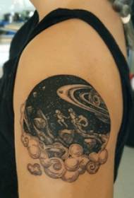 Double big arm tattoo male big arm on black cosmic tattoo picture