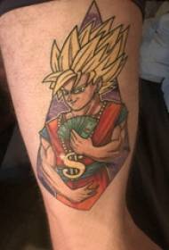 Илюстрация на голяма татуировка на ръката мъжка супер голяма ръка върху цветна снимка на татуировка супер саян