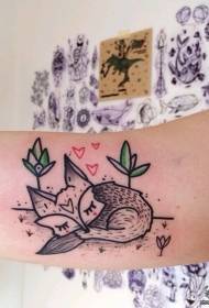 Grote arm kleine verse cartoon fox tattoo patroon