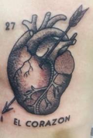 Hart tattoo Engelse mannelijke dij op Engels en hart tattoo foto's