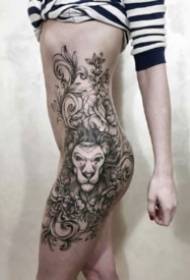 Tatuaż nóg kobiet 9-grupowa kobieca strona ud seksowna grafika tatuażu