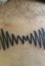 Figura maschile del tatuaggio linea minimalista sulla foto tatuaggio linea nera