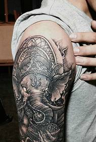 ذراع كبير الكلاسيكية أبيض وأسود الفيل إله الوشم الصورة