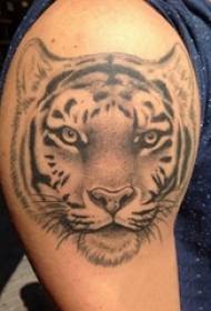 Dubbele grote arm tattoo mannelijke grote arm op zwarte tijger tattoo foto