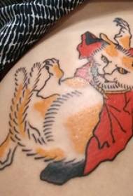 Cat Tattoo Girl Tattoo op den Oberschenk Meedchen
