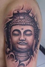 Tattoo i tatuazhit të Buddhës së zezë dhe të bardhë të krahut të madh