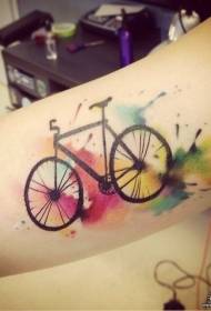 큰 팔 자전거 스플래시 잉크 컬러 문신 패턴